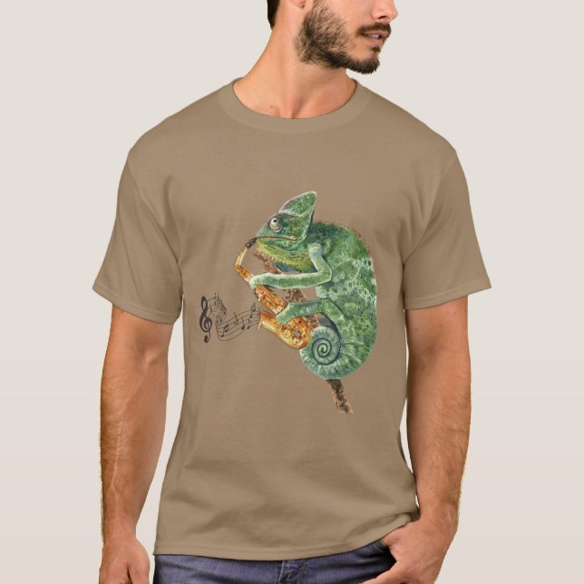 T-shirt Saxophone de jazz de Chameleon (Devant)