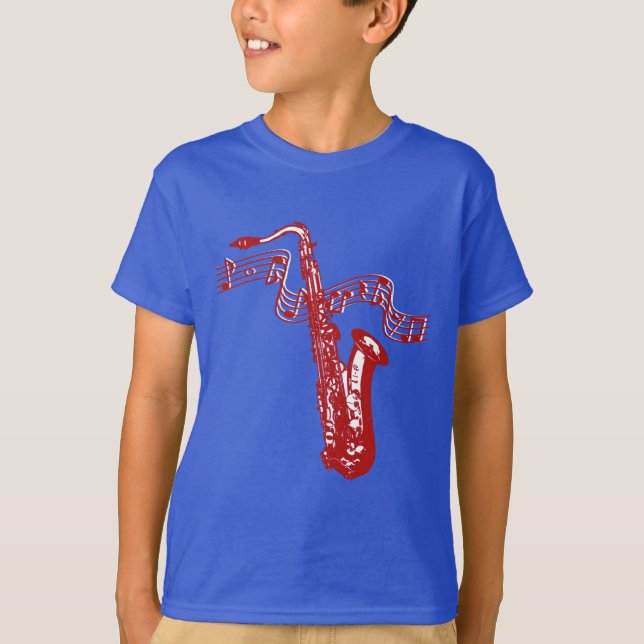 T-shirt Saxophone et notes Très Cool (Devant)