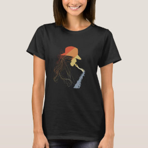 T-shirt Saxophone Girl Sketch Vintage Jazz Music