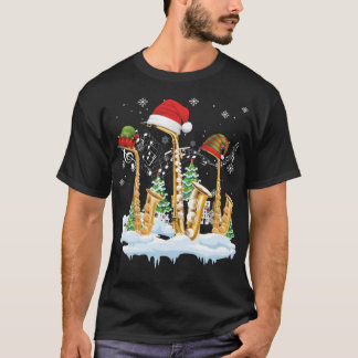 T-shirt Saxophone Jazz Santa Hat Christmas Tree Musicien S