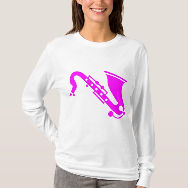 T-shirt Saxophone - magenta (Devant)