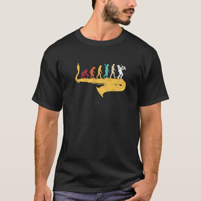 T-shirt Saxophone Musique Lover Évolution humaine Saxophon (Devant)