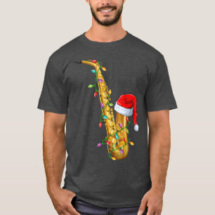 T-shirt Saxophone Musique Lover Xmas Santa Hat Saxophone C