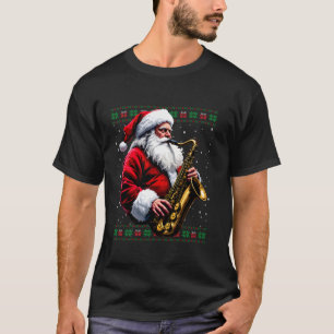 T-shirt Saxophone père Noël Saxophoniste Vilain Chandail d
