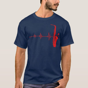 T-shirt Saxophone Player Heartbeat Funny Jazz Music Musici