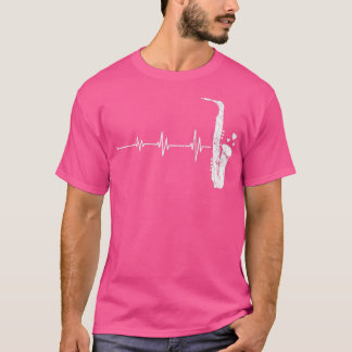 T-shirt Saxophone Player Heartbeat Funny Jazz Music Musici