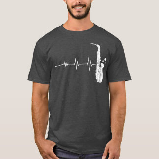 T-shirt Saxophone Player Heartbeat Funny Jazz Music Musici