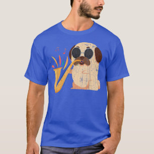 T-shirt Saxophone Player Pug Dog Funny Jazz Music Musician