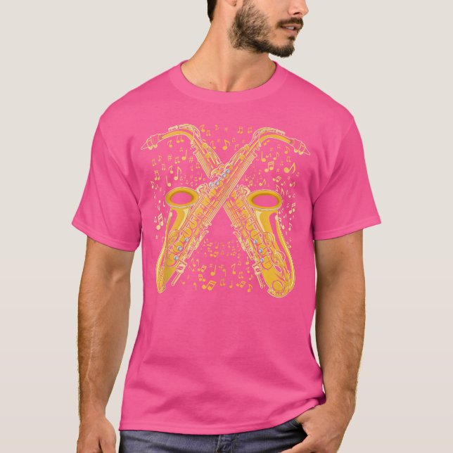 T-shirt Saxophone Player Saxophoniste Jazz Notes Saxo (Devant)