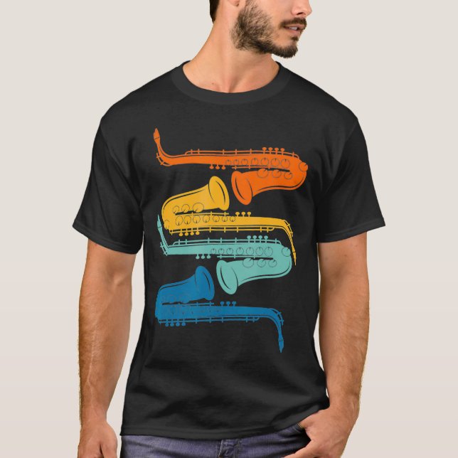 T-shirt Saxophone rétro vintage (Devant)