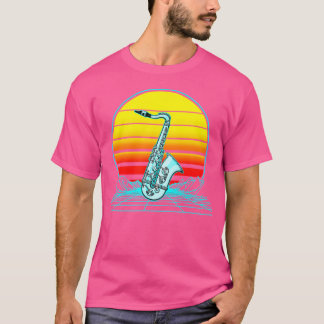 T-shirt Saxophone rétro Vintage Sunset