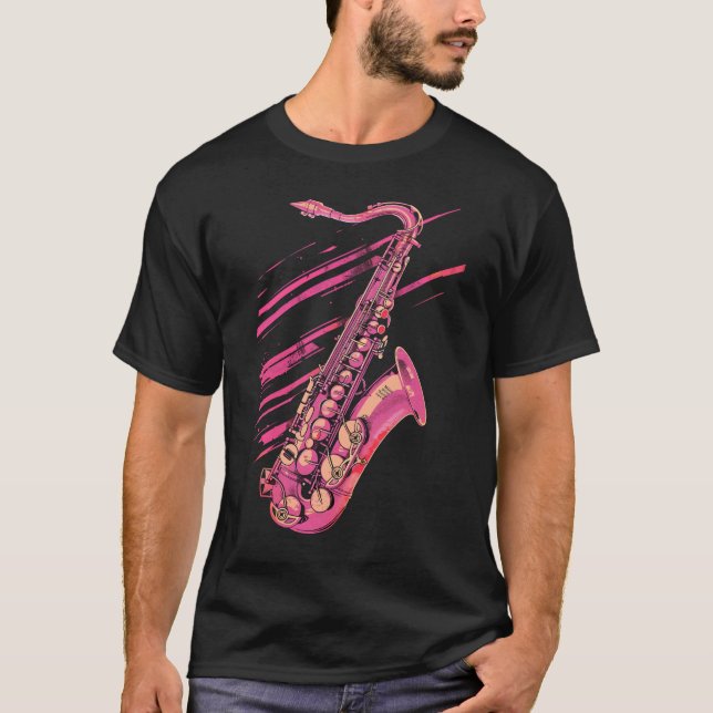 T-shirt Saxophone rose (Devant)