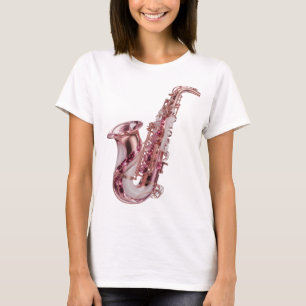 T-shirt Saxophone rose argenté gras Design personnalisé