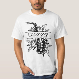 T-shirt Saxophone "Saxxy" noir & blanc, musicien