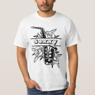 T-shirt Saxophone "Saxxy" noir & blanc, musicien