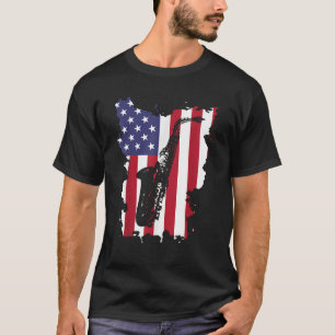 T-shirt Saxophone Teacher USA Drapeau Amérique 4 juillet M