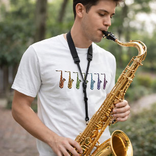 T-shirt Saxophone Ténor Arc-en-Ciel Instrument de Musique