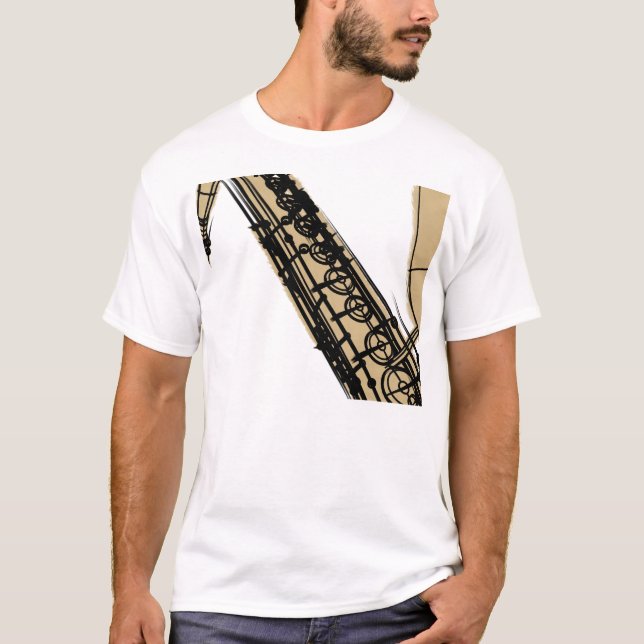 T-shirt saxophone ténor kaki (Devant)