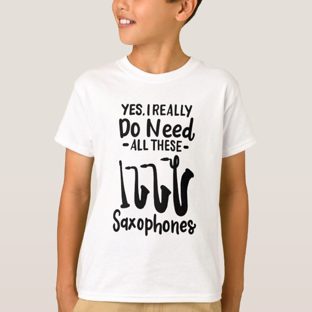 T-shirt Saxophone - Types de saxophones (Devant)