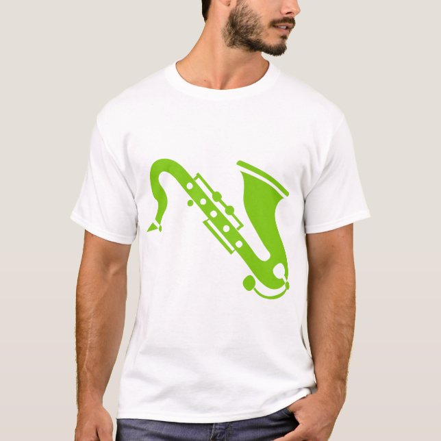 T-shirt Saxophone - Vert martien (Devant)