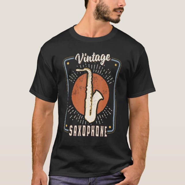T-shirt Saxophone Vintage Retro Classic Music Love (Devant)
