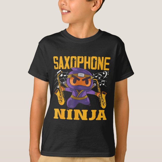 T-shirt Saxophonist Ninja Saxophone Joke (Devant)