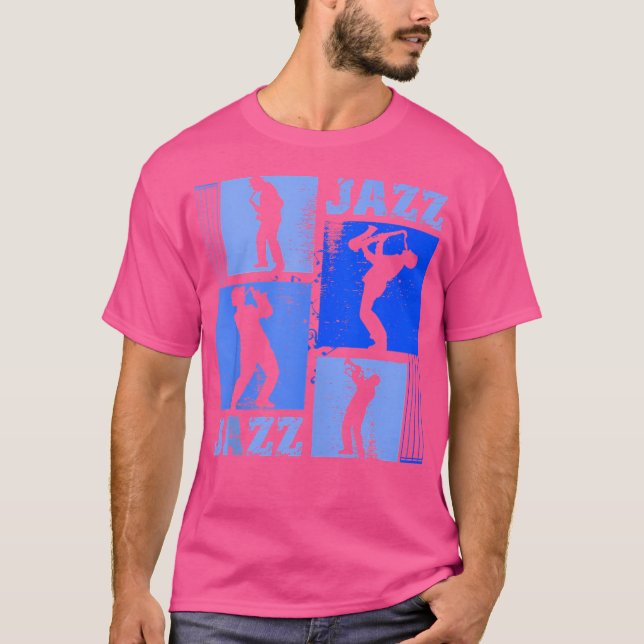 T-shirt Saxophoniste Jazz Musicien Musique Bleue (Devant)