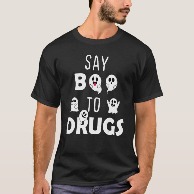 T-shirt Say Boo To Drugs Red Ribbon Week   Ghosts Hallowee (Devant)