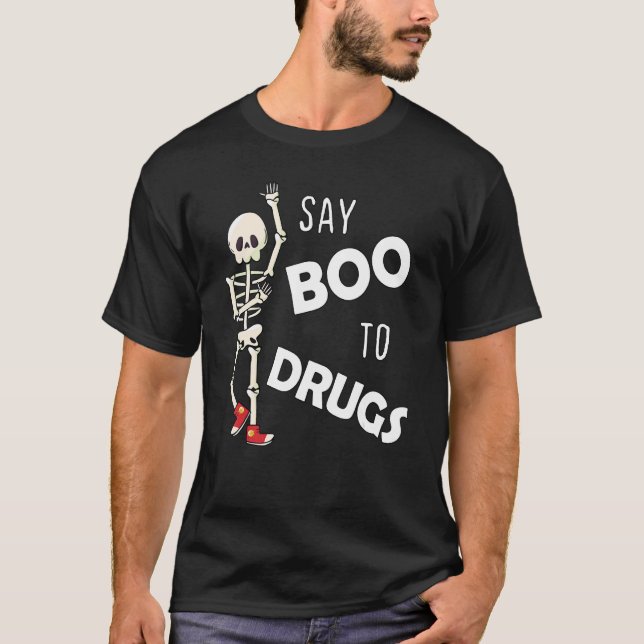 T-shirt Say Boo To Drugs Red Ribbon Week  Skeleton Hallowe (Devant)