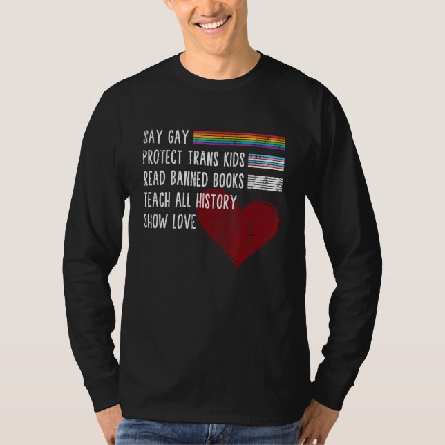 T-shirt Say Gay Protect Trans Kids Read Banned Books Trust (Devant)