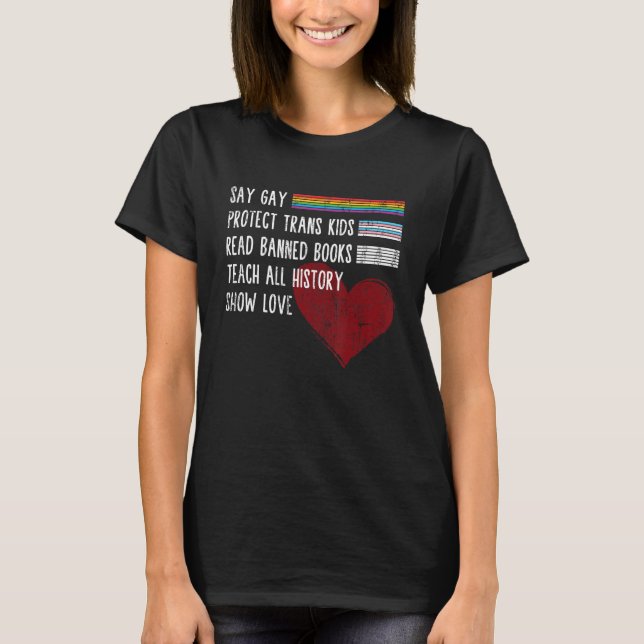 T-shirt Say Gay Protect Trans Kids Read Banned Books Trust (Devant)