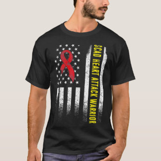T-shirt SCAD Heart Attack Survivor USA Flag Warrior Awaren