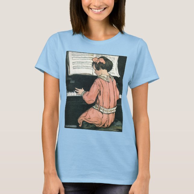 T-shirt Scales de Jessie Willcox Smith, Piano Music Girl (Devant)