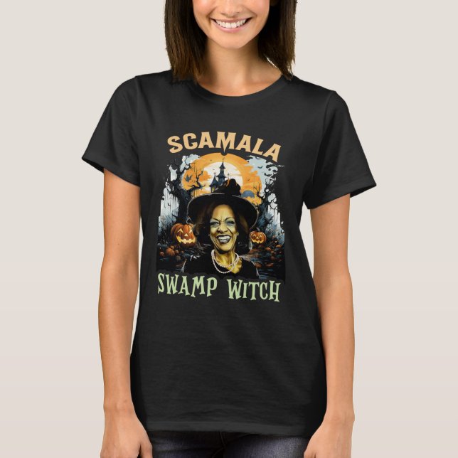 T-shirt Scamala Kamala Harris Hallowe sorcière de marais n (Devant)