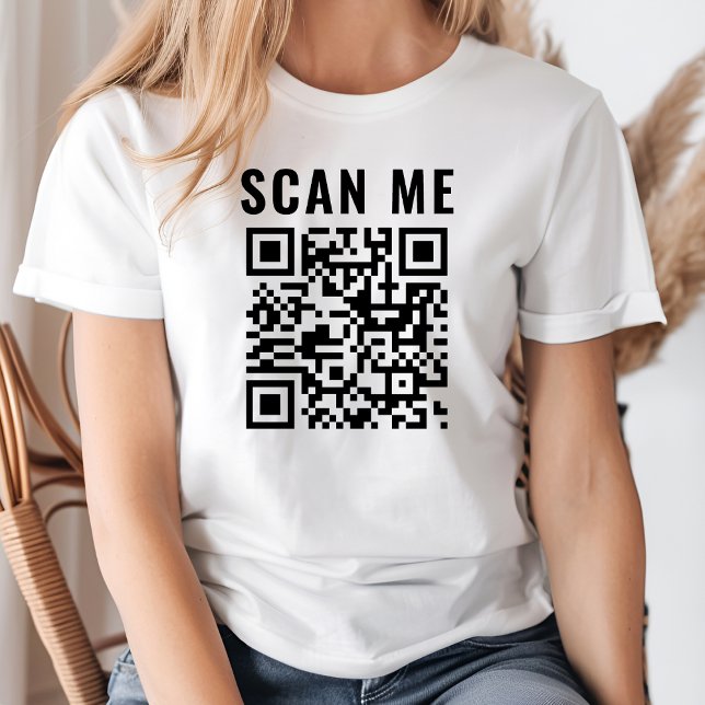T-shirt Scan personnalisé Code QR Adresse Web scannable ou (Créateur téléchargé)