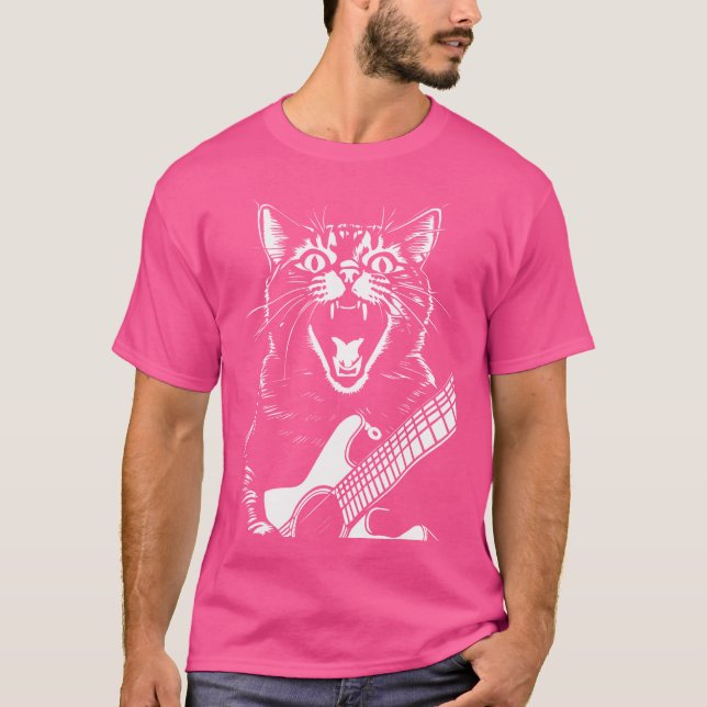 T-shirt Scandale Musicien De Chat Jouant De Guitare Acoust (Devant)