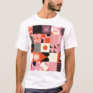 T-shirt Scandinave géométrique : Motif d'oeuvres colorées