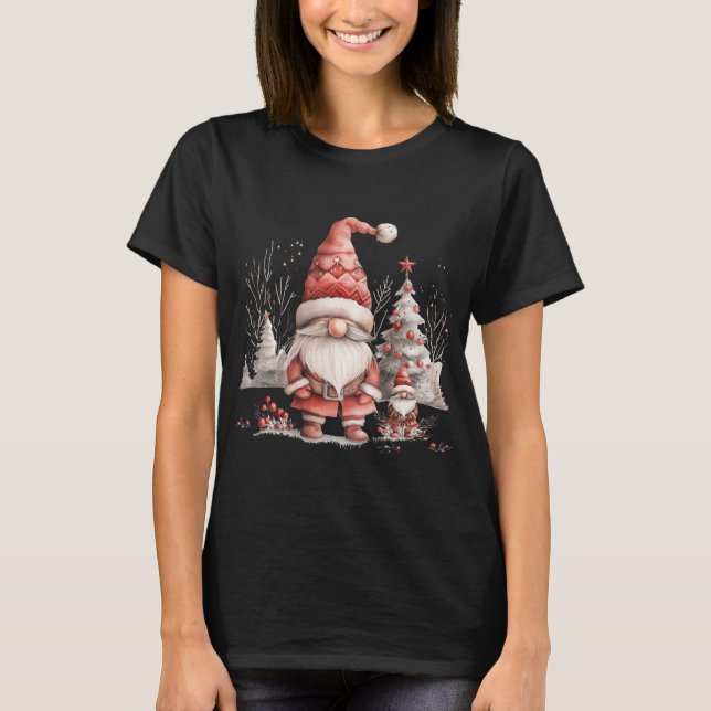 T-shirt Scandinavian Christmas Gnome Red Berries T Shirt  (Devant)