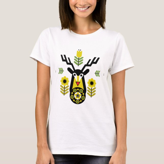 T-shirt Scandinavie Nature Cerf Art (Devant)