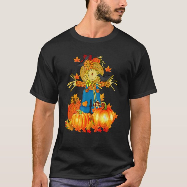 T-shirt Scarecrow Automne Bonjour Automne Citrouille Thank (Devant)