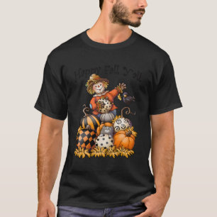 T-shirt Scarecrow Happy Fall Y'All Citrouille Thanksgiving
