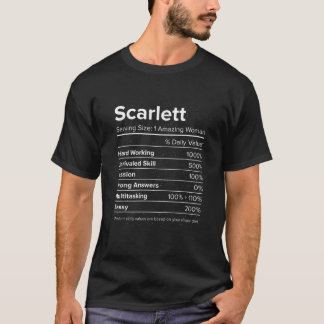 T-shirt Scarlett Nutrition Facts Drôle Nom Personnalisé N