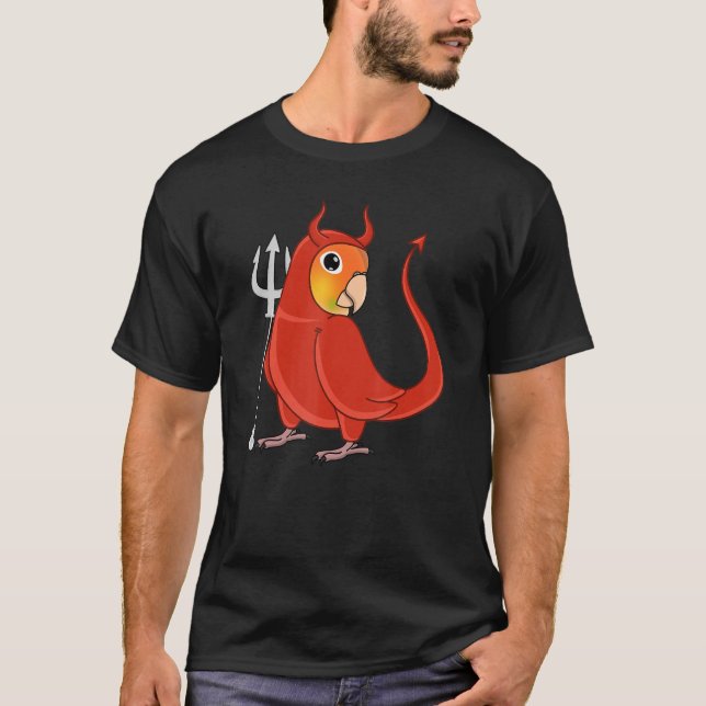T-shirt Scary Devil Costume Parrot I Green Cheek Pineapple (Devant)