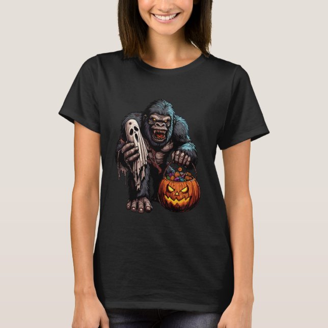 T-shirt Scary Halloween Gorilla Ghost Spooky Candy Bag 5 (Devant)
