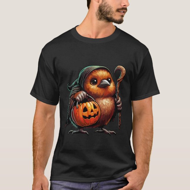 T-shirt Scary Halloween Kiwi Bird Ghost Spooky Candy Bag 1 (Devant)