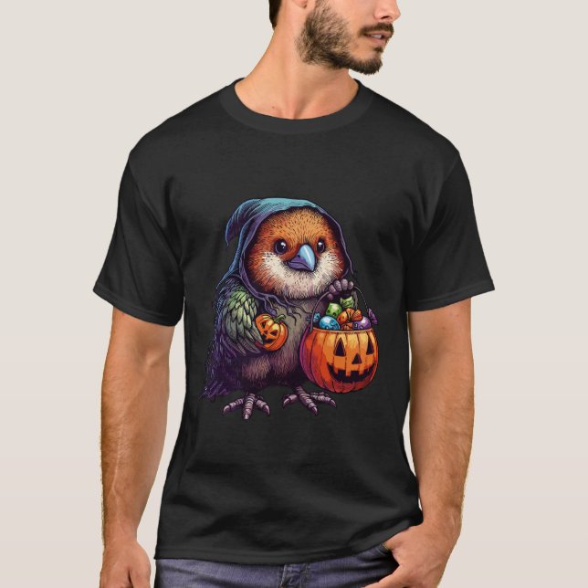 T-shirt Scary Halloween Kiwi Bird Ghost Spooky Candy Bag 1 (Devant)