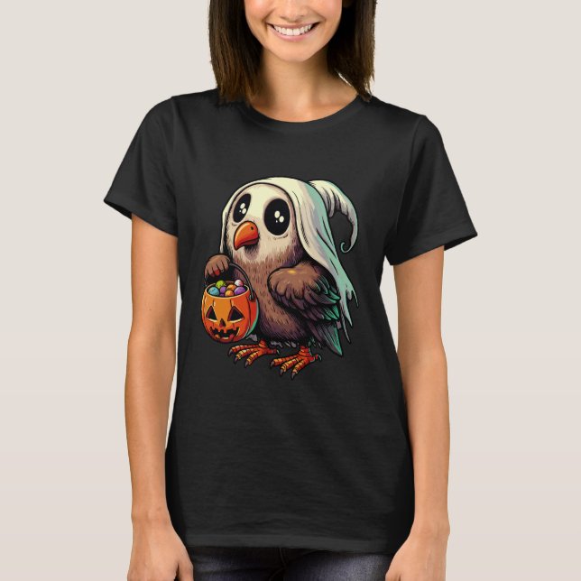 T-shirt Scary Halloween Kiwi Bird Ghost Spooky Candy Bag 2 (Devant)