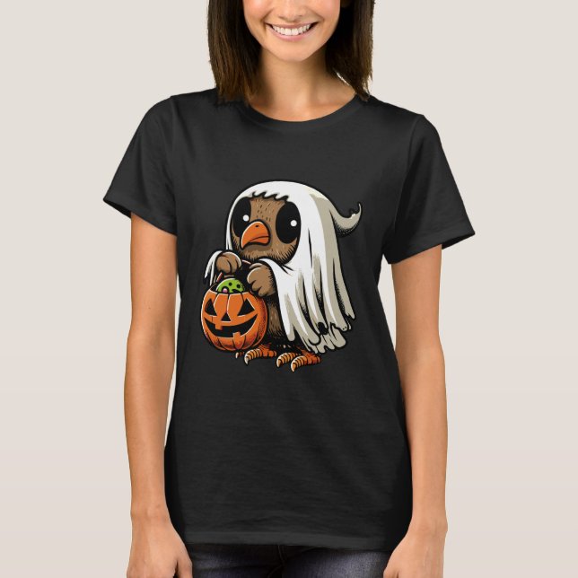 T-shirt Scary Halloween Kiwi Bird Ghost Spooky Candy Bag 7 (Devant)