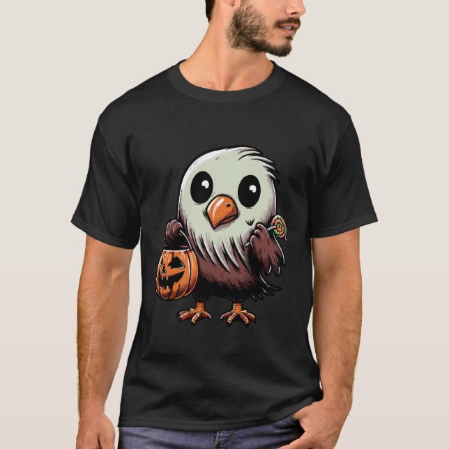 T-shirt Scary Halloween Kiwi Bird Ghost Spooky Candy Bag 8 (Devant)