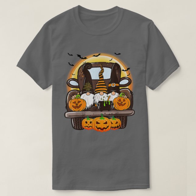 T-shirt Scary Halloween Truck Gnomes Farmer sorcier Citrou (Design devant)